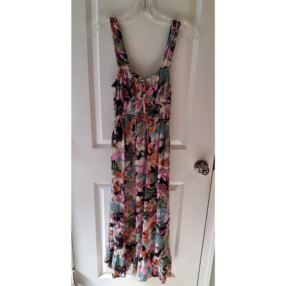Roxy Floral Midi Dress Women's XS NWT Tropical Print Sleeveless Boho Viscose